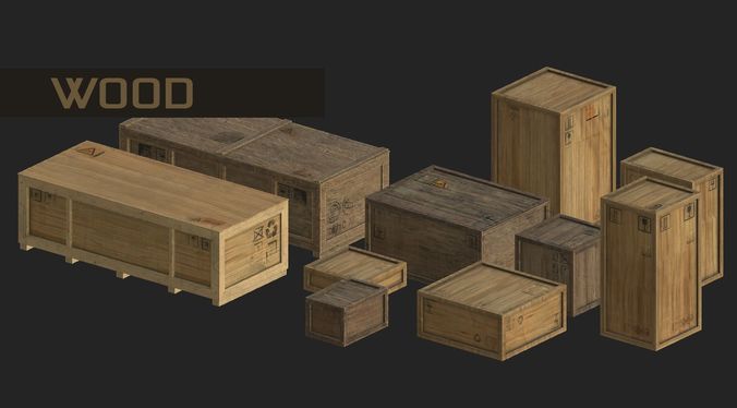 apocalyptic interior cargo transport crates pack Low-poly 3D model