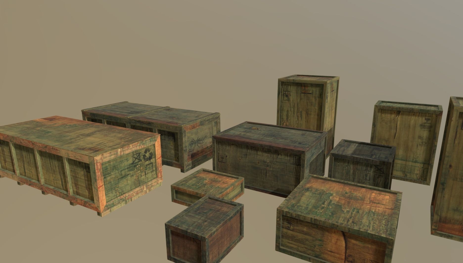 apocalyptic interior cargo transport crates pack Low-poly 3D model_3