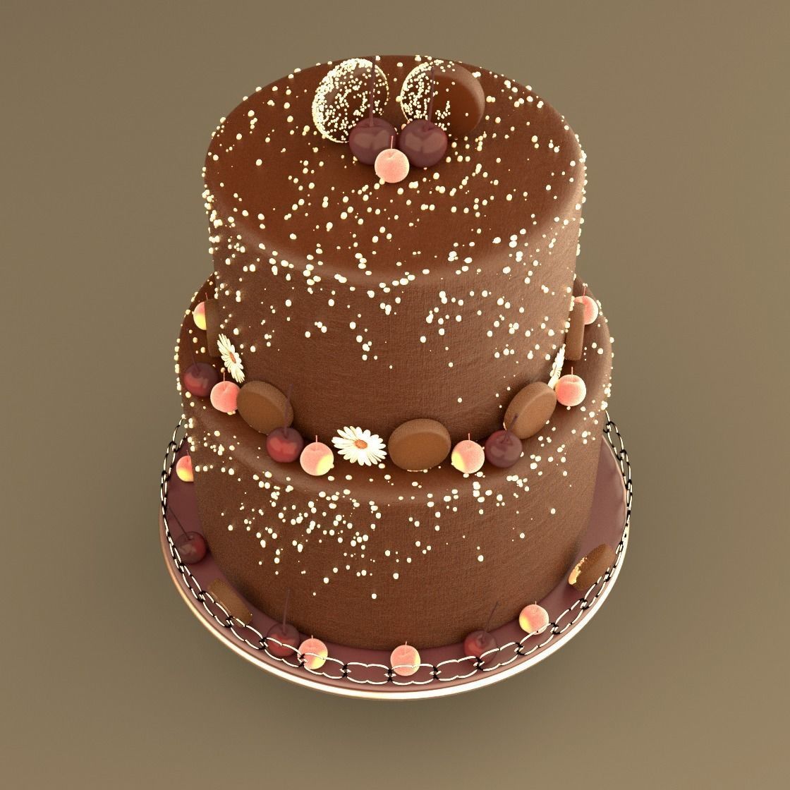 Chocolate Cookie Cake  Low-poly 3D model_5