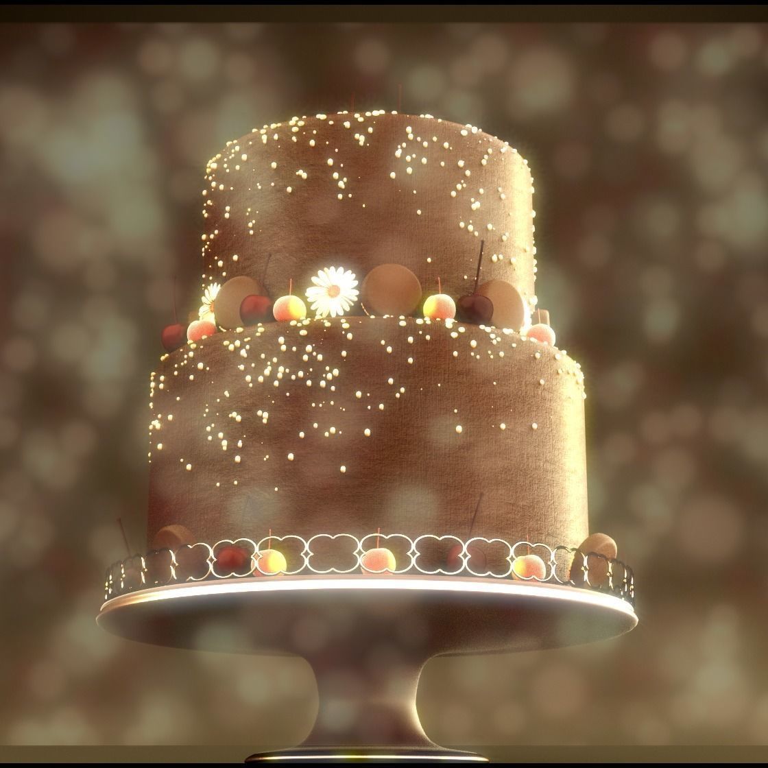 Chocolate Cookie Cake  Low-poly 3D model_4