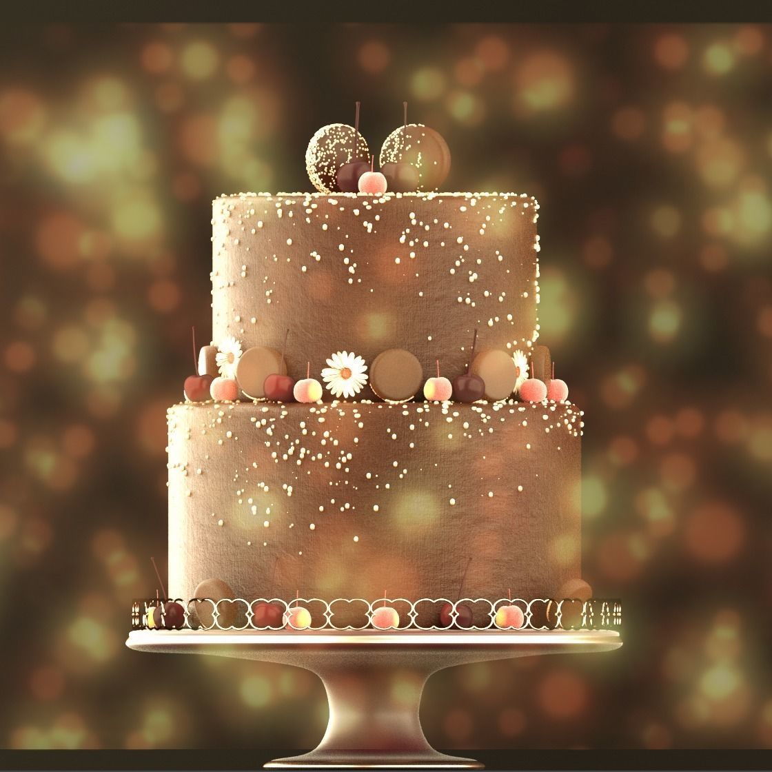 Chocolate Cookie Cake  Low-poly 3D model_3