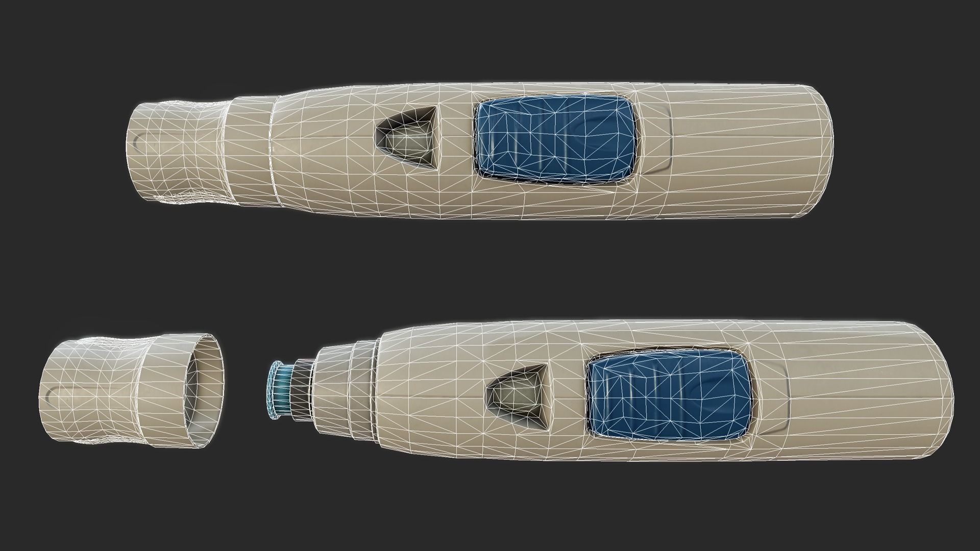 Autoinjector PBR medical device Low-poly 3D model_4