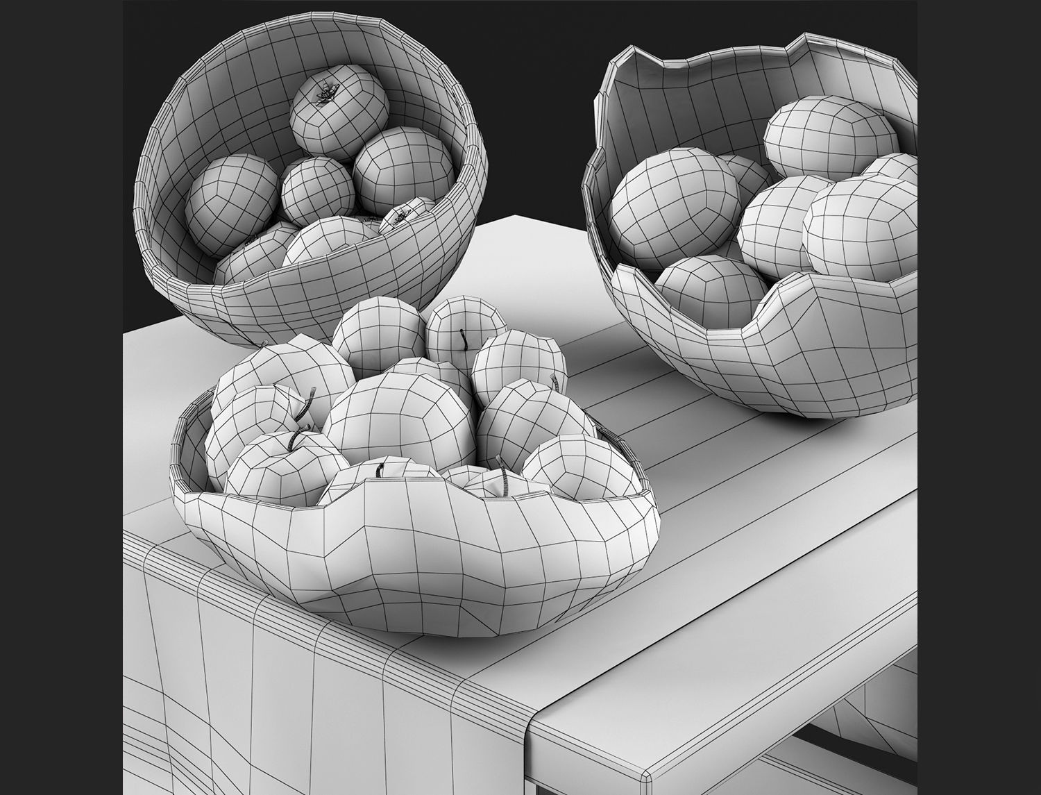 Fruits Tucker Robbins Bowl Low-poly 3D model_5