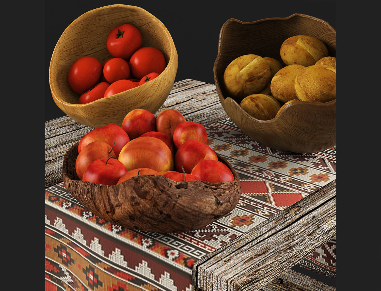 Fruits Tucker Robbins Bowl Low-poly 3D model_2