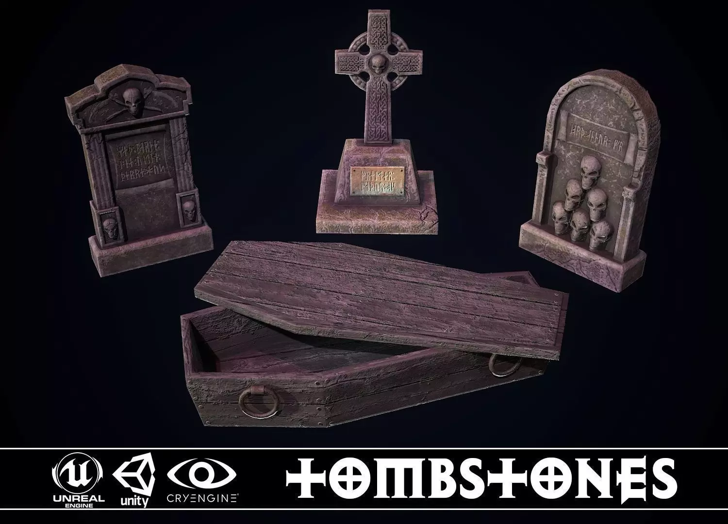 Tombstones tombstone Low-poly 3D model_0