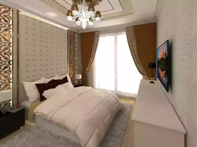 Bedroom with gold and decor