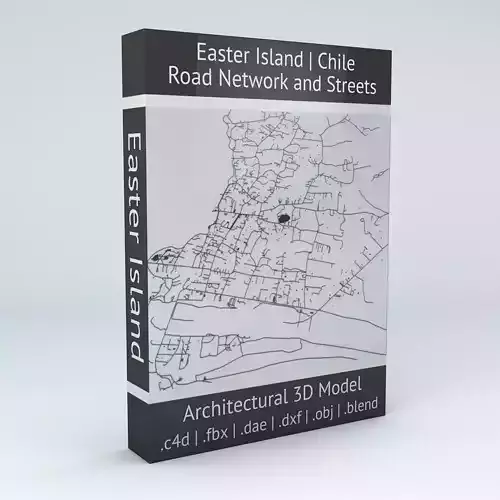 Easter Island Road Network and Buildings 3D model