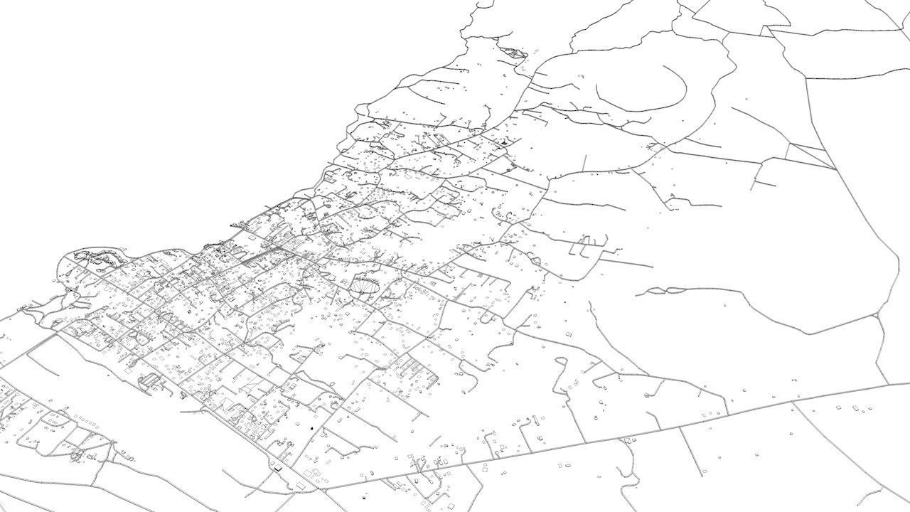 Easter Island Road Network and Buildings 3D model_11