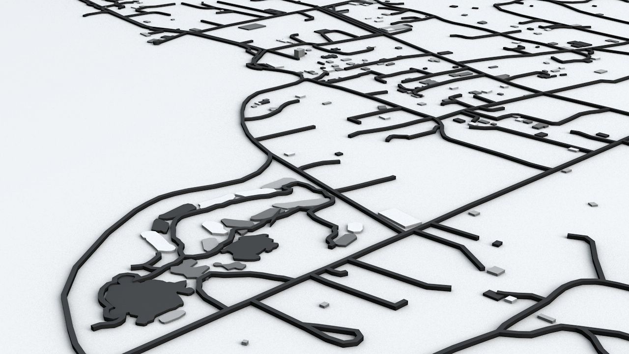 Easter Island Road Network and Buildings 3D model_7