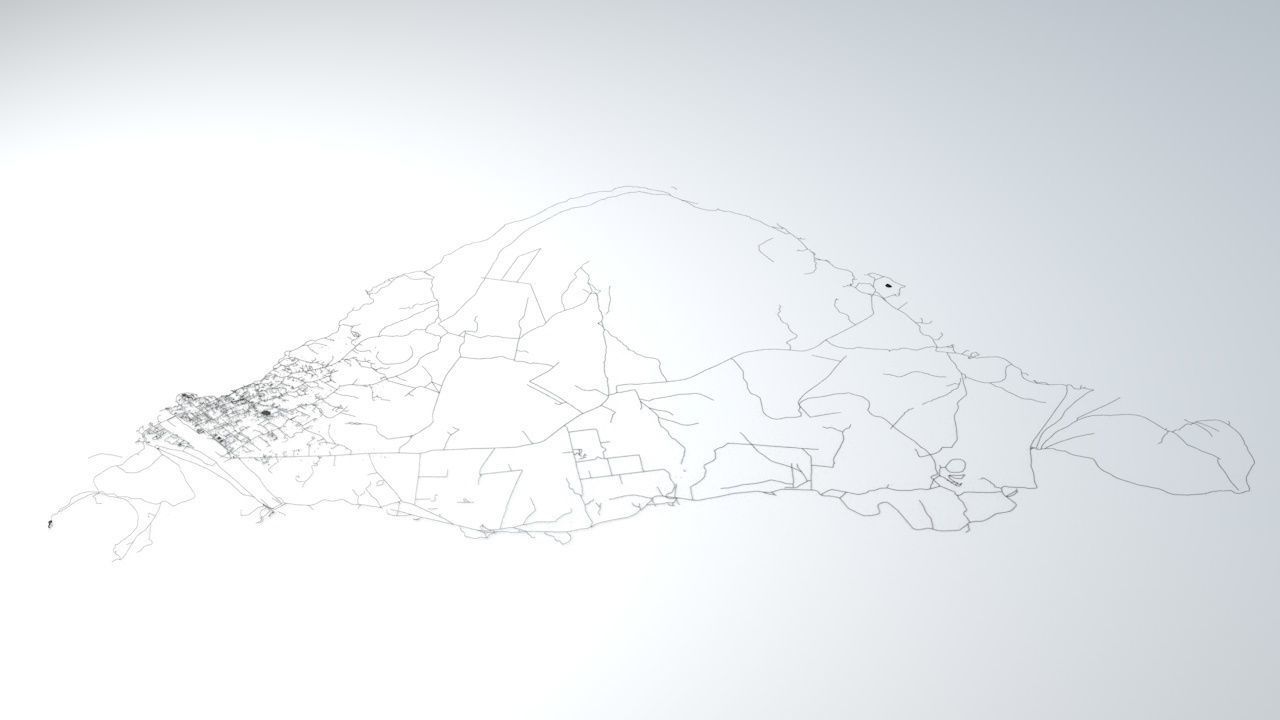 Easter Island Road Network and Buildings 3D model_1