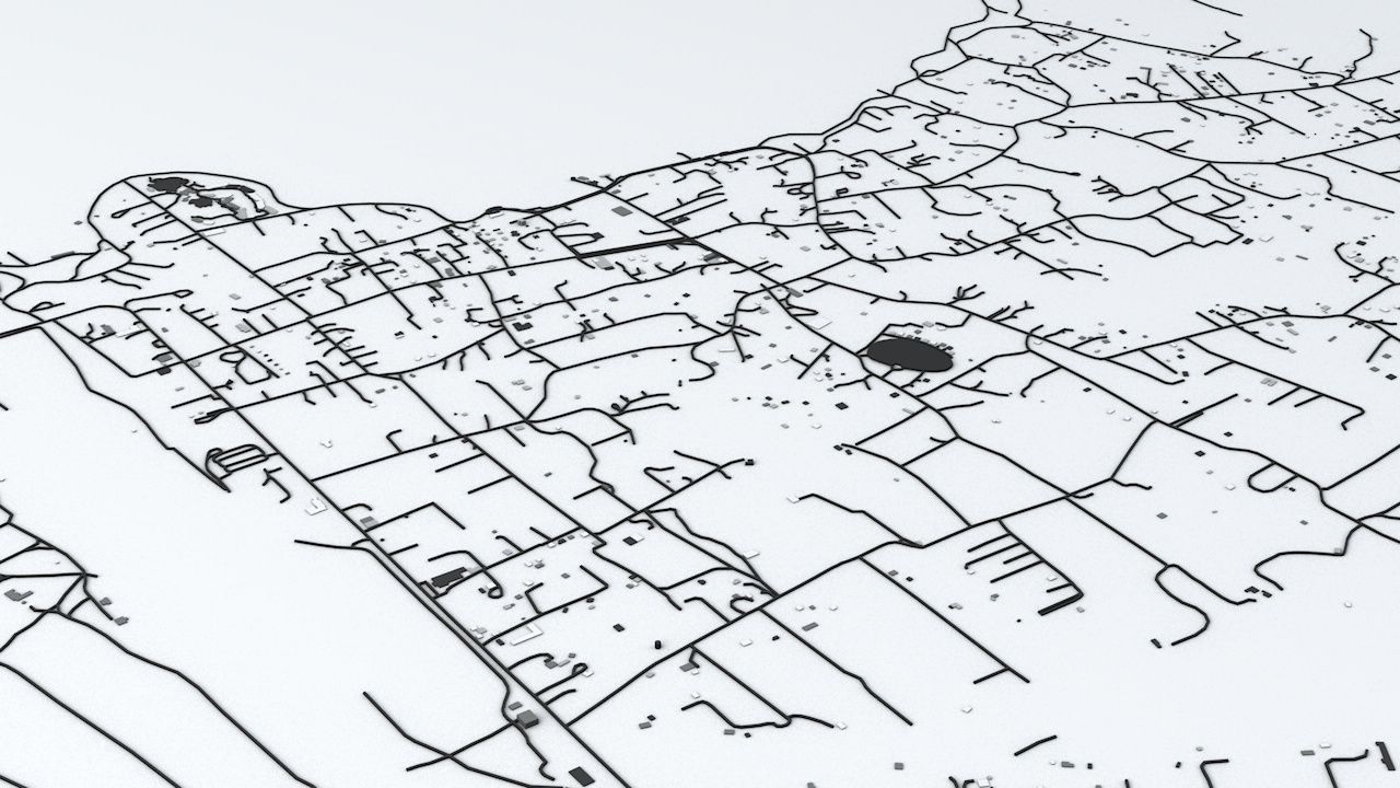Easter Island Road Network and Buildings 3D model_3
