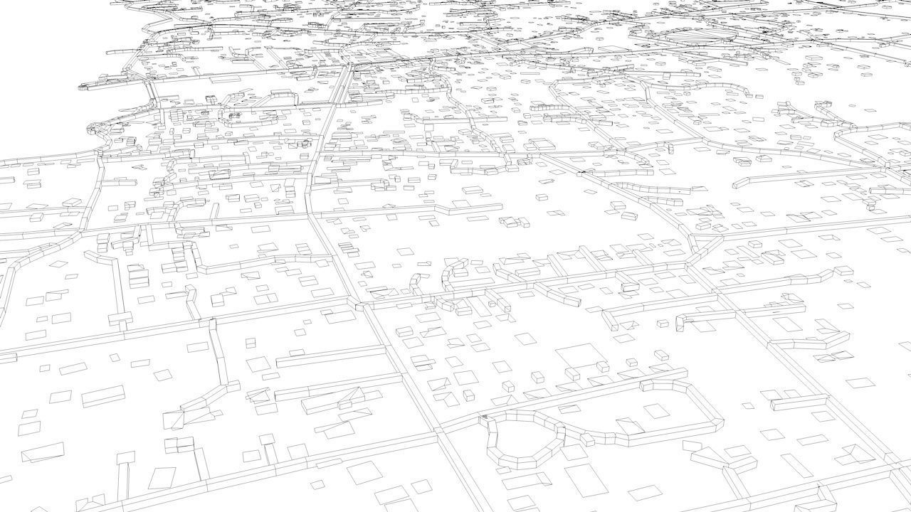 Easter Island Road Network and Buildings 3D model_12