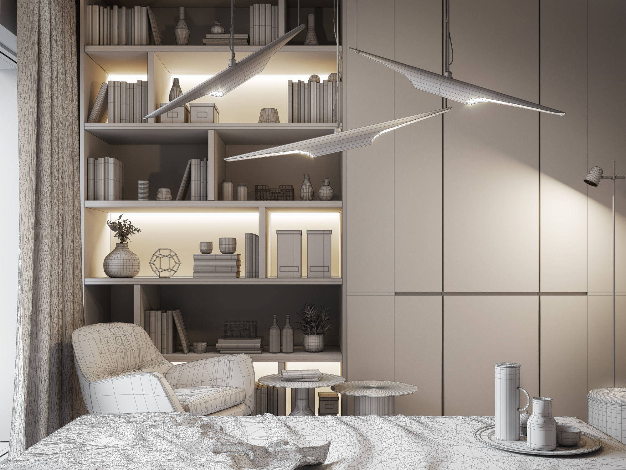 Bedroom Interior Scene for Cinema 4D and Octane Render 3D model_11