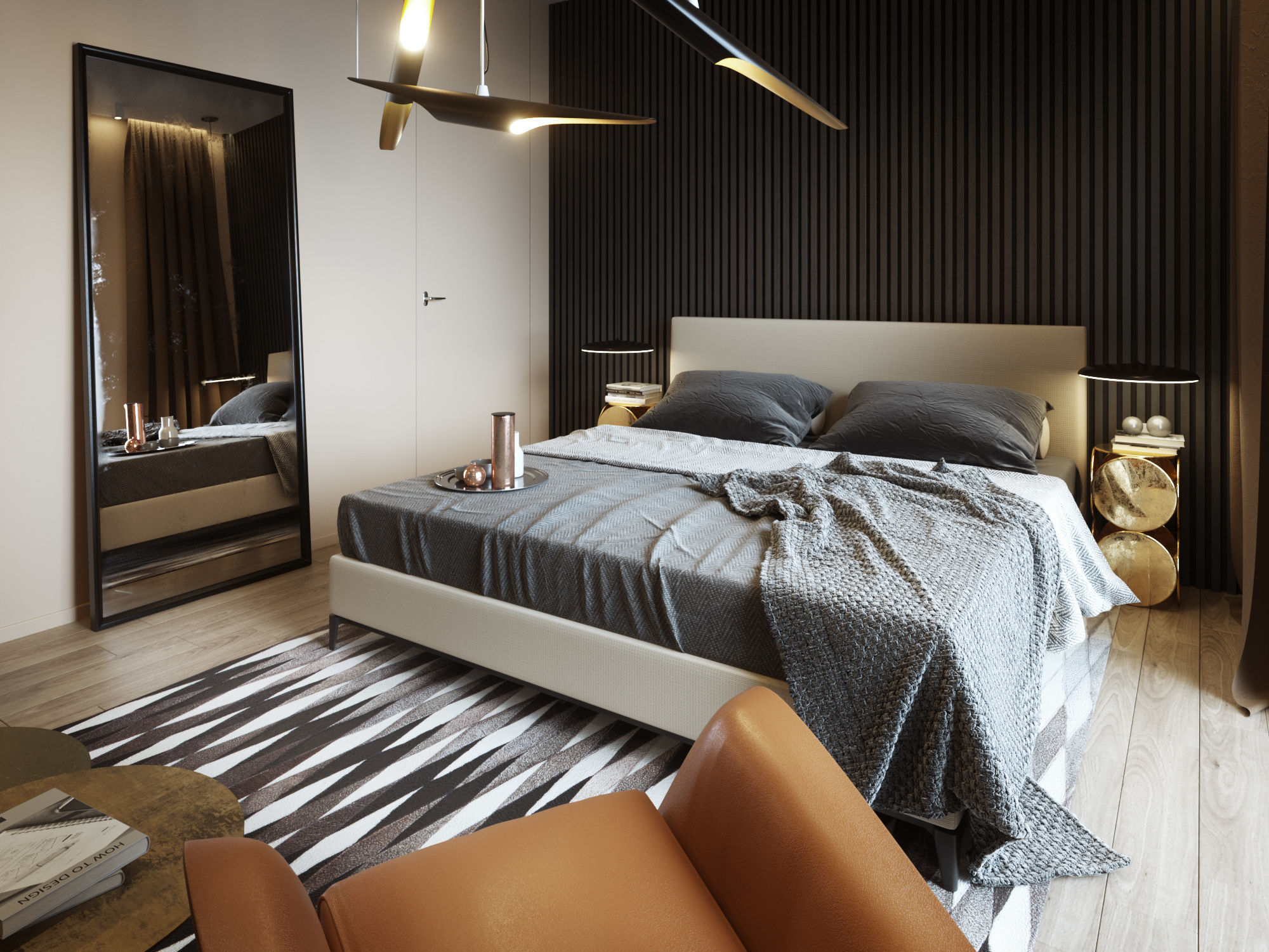 Bedroom Interior Scene for Cinema 4D and Octane Render 3D model_1