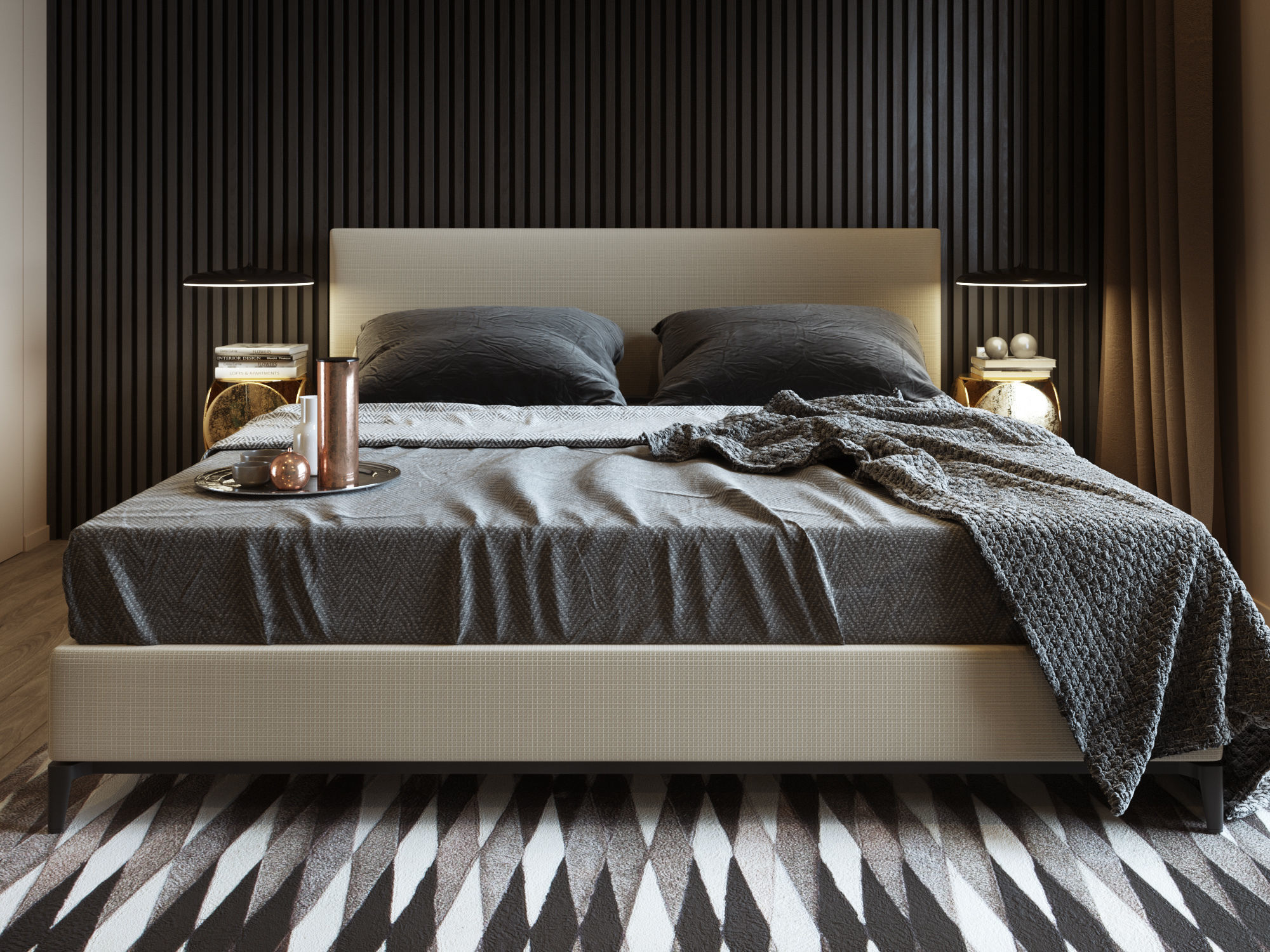 Bedroom Interior Scene for Cinema 4D and Octane Render 3D model_3