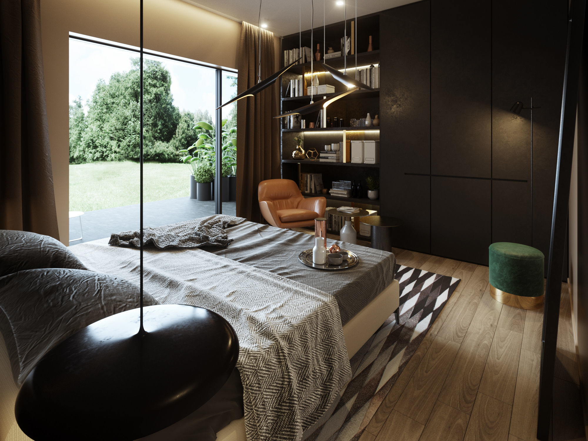 Bedroom Interior Scene for Cinema 4D and Octane Render 3D model_2