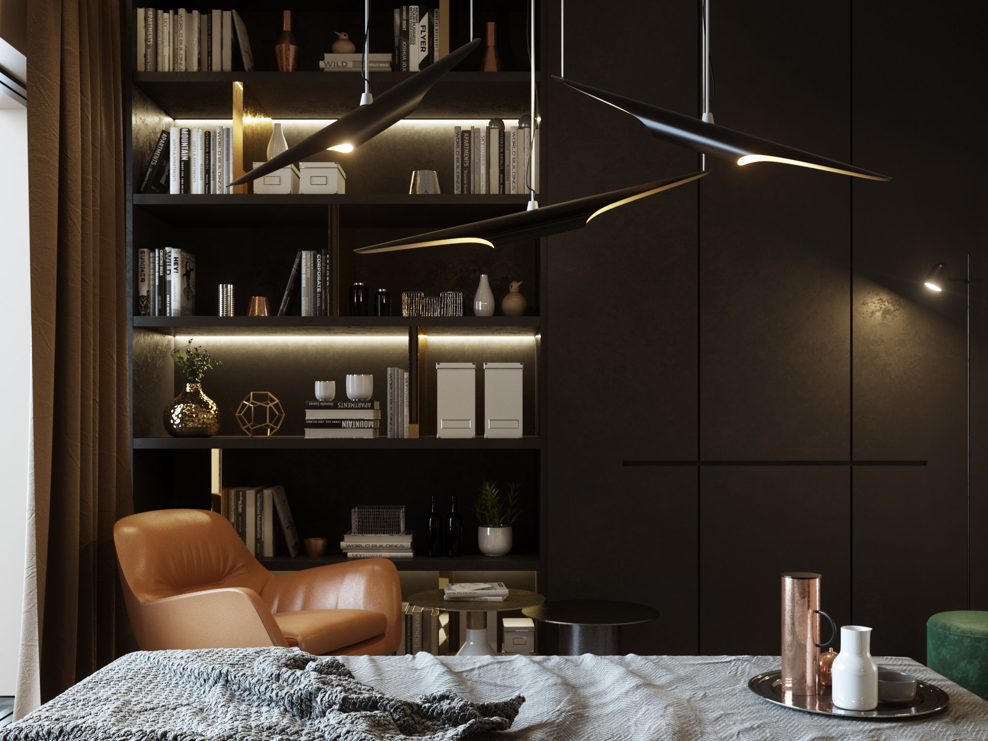 Bedroom Interior Scene for Cinema 4D and Octane Render 3D model_4