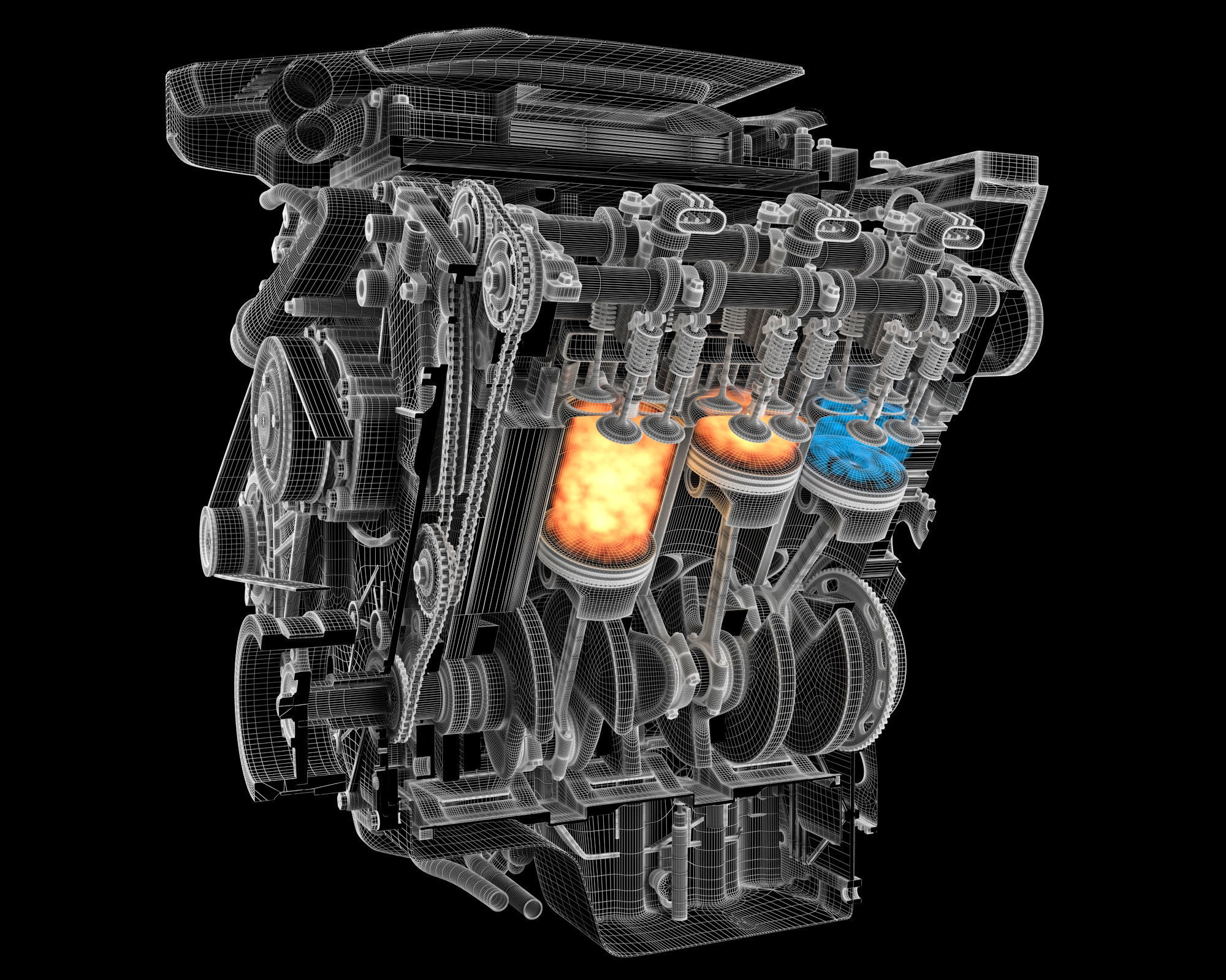 Animation Sectioned V6 Engine Ignition 3D model_23
