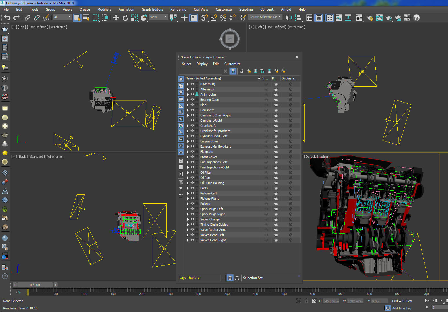 Animation Sectioned V6 Engine Ignition 3D model_10
