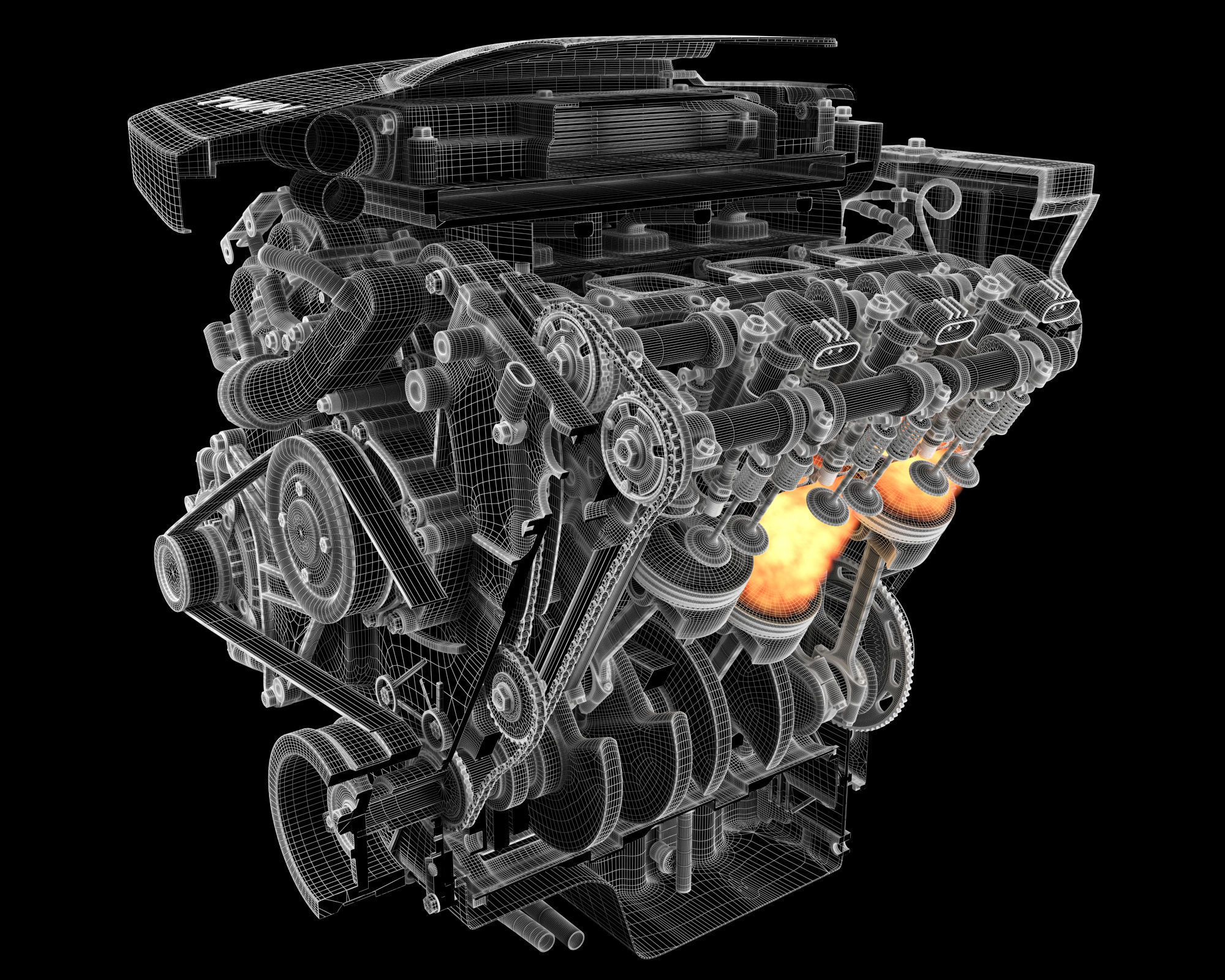 Animation Sectioned V6 Engine Ignition 3D model_26