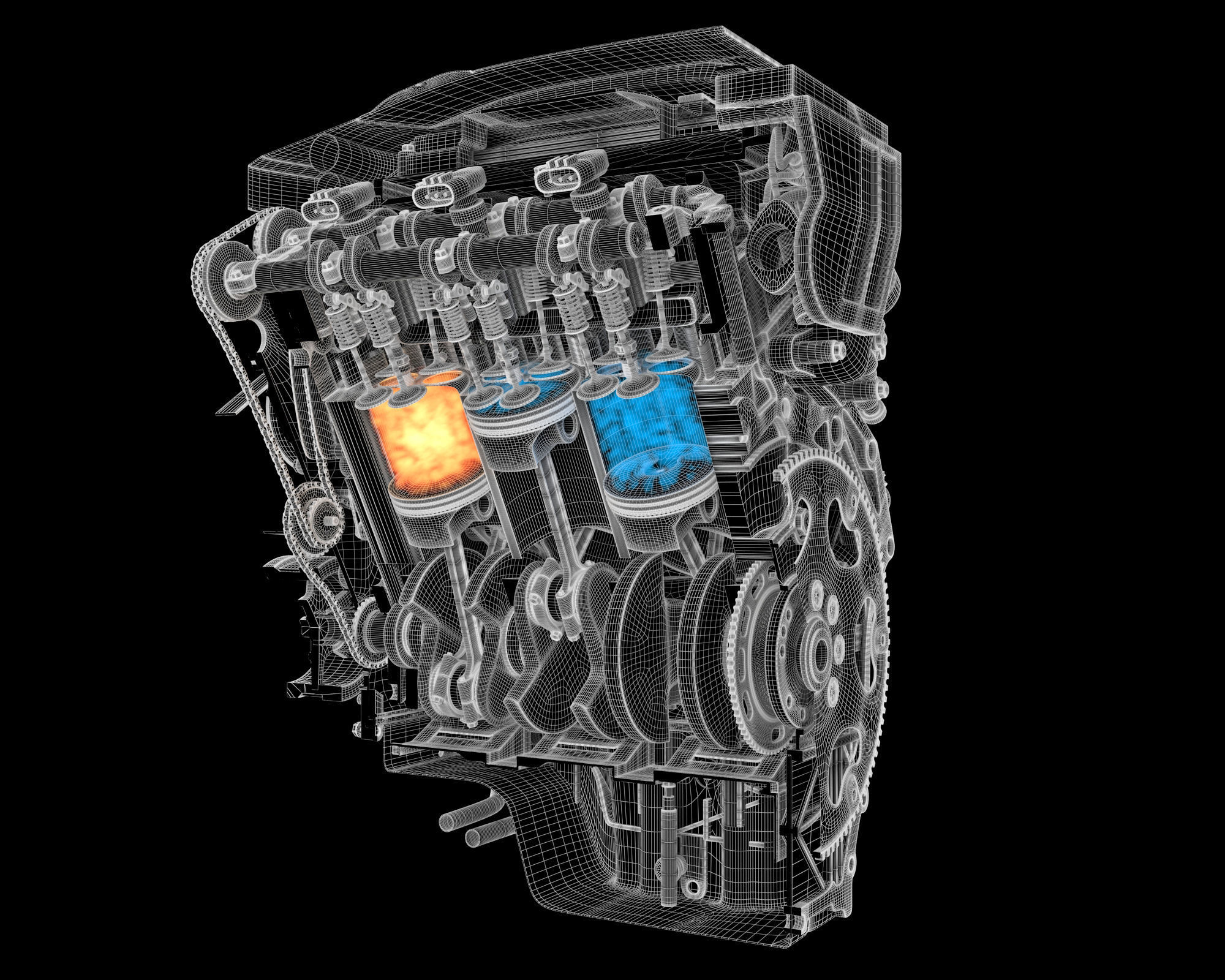 Animation Sectioned V6 Engine Ignition 3D model_25