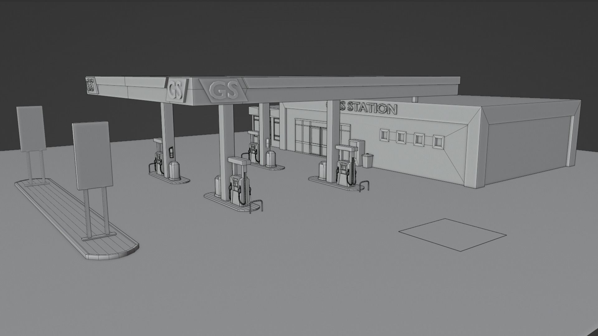 Gas Station Low-poly 3D model_5