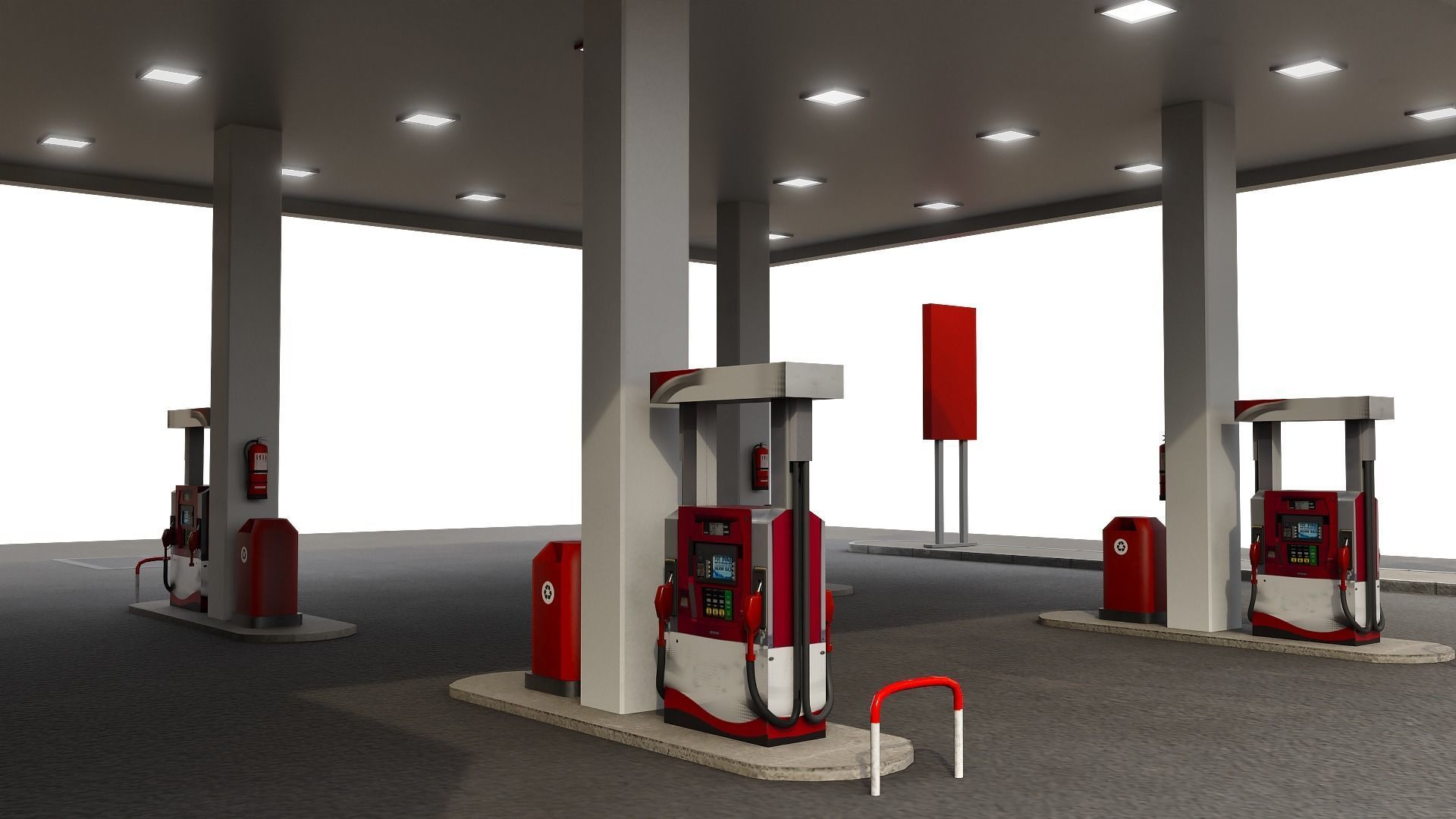 Gas Station Low-poly 3D model_4