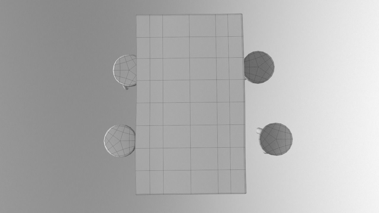 Medieval wooden table Low-poly 3D model_4