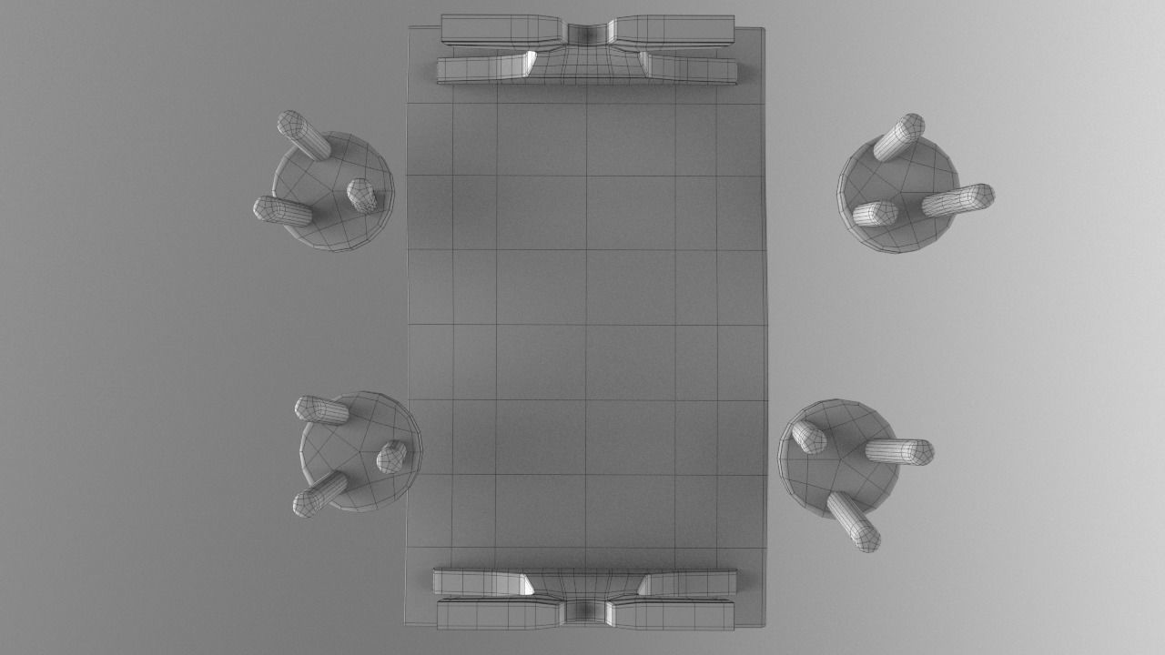 Medieval wooden table Low-poly 3D model_6