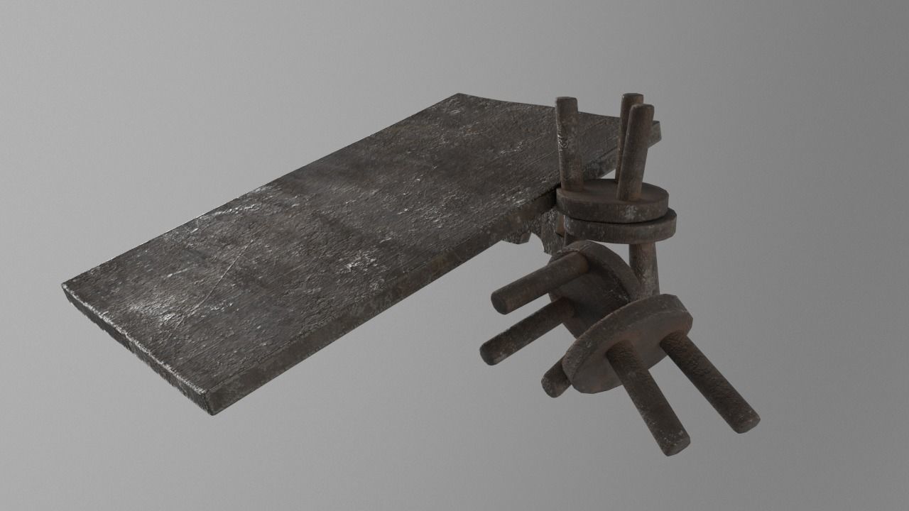 Medieval wooden table Low-poly 3D model_2