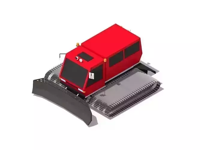 Cartoon Low Poly Snowcat Track Vehicle Low-poly 3D model