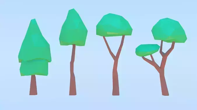 arvores Low Poly trees in environment Free 3D model