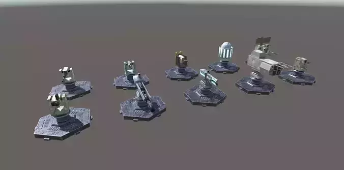 Modern Unmanned Turrets Low-poly 3D model