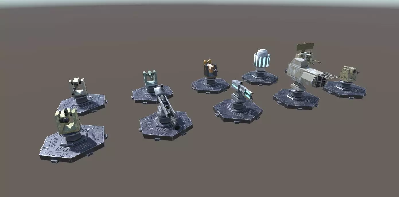Modern Unmanned Turrets Low-poly 3D model_0
