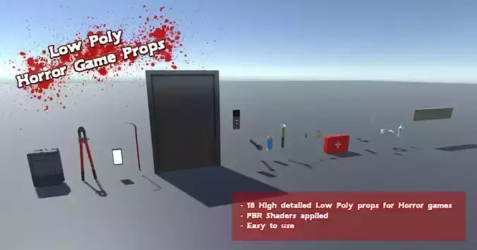 Low Poly Horror Game Props Low-poly 3D model