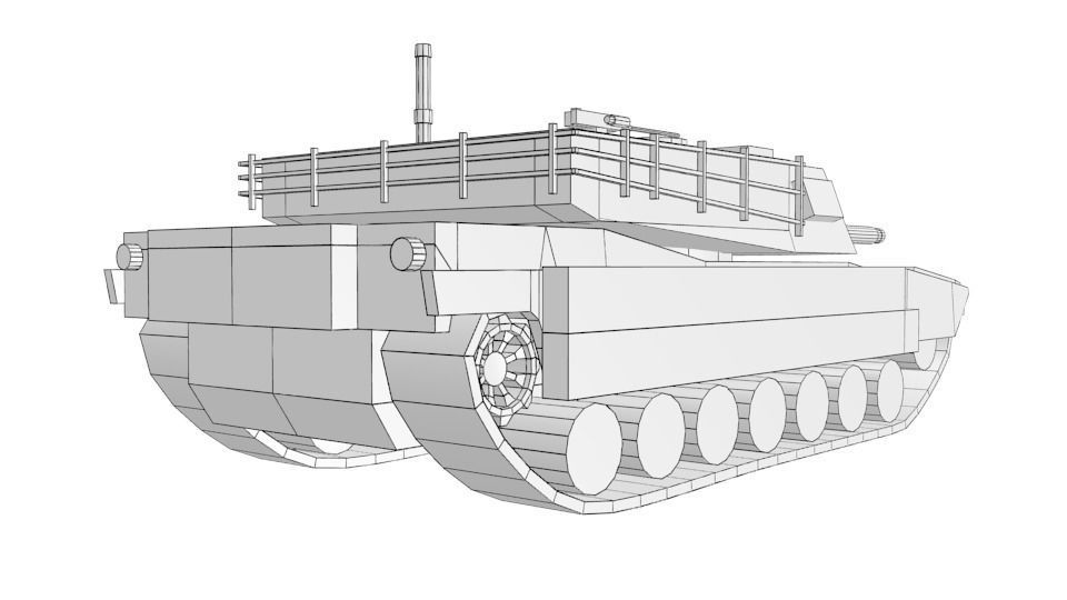 Low Poly M1 Abrams Low-poly 3D model_19