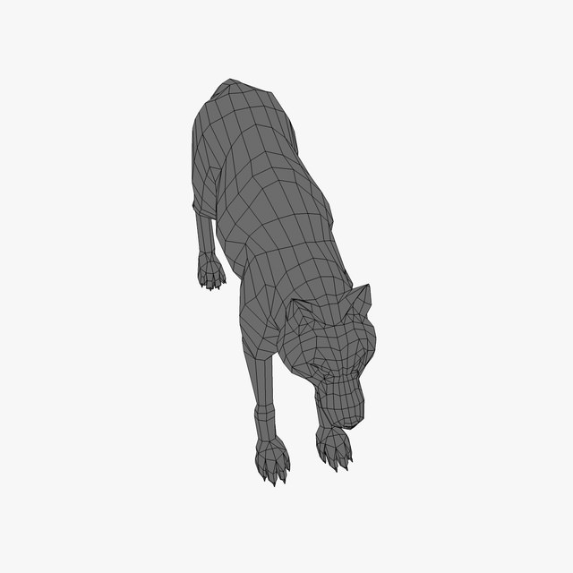 Wolf Low-poly 3D model_4