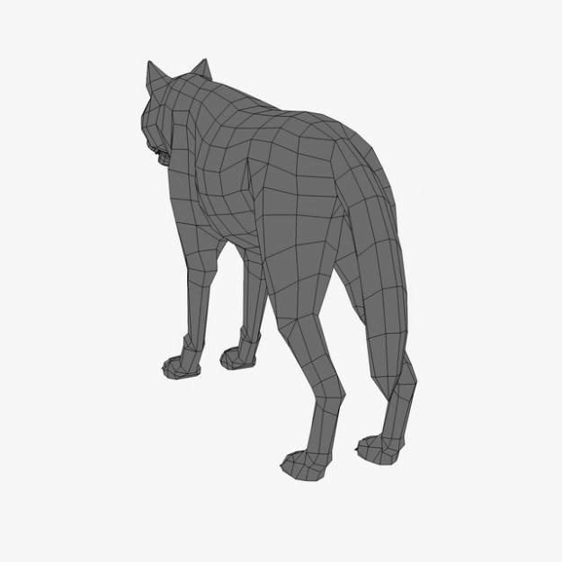 Wolf Low-poly 3D model_3