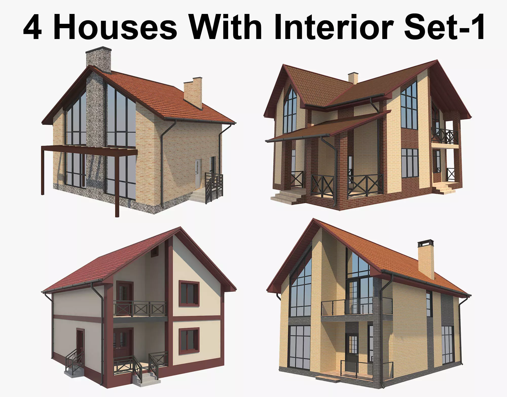 House With Interior Set 1 3D model_0