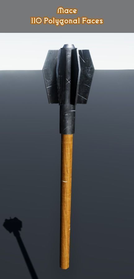 Low Poly Medieval Weapons Low-poly 3D model_12