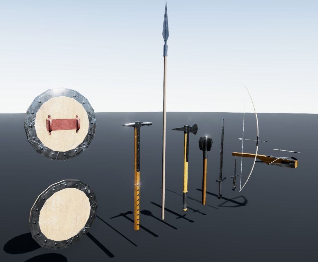 Low Poly Medieval Weapons Low-poly 3D model_8