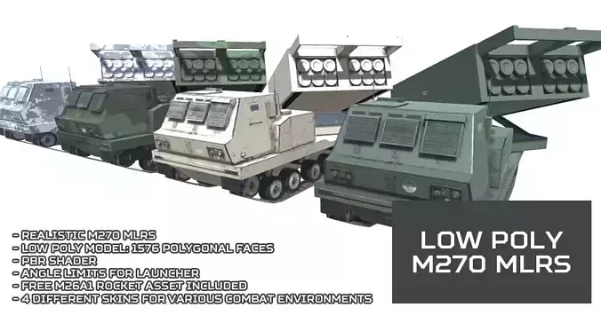 Low Poly M270 MLRS Low-poly 3D model