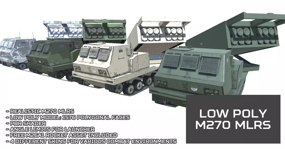 Low Poly M270 MLRS Low-poly 3D model_0