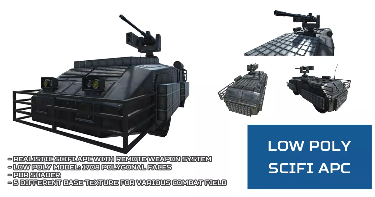 Low Poly Scifi APC with RWS Low-poly 3D model_0