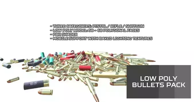 Low Poly Bullets Pack Low-poly 3D model