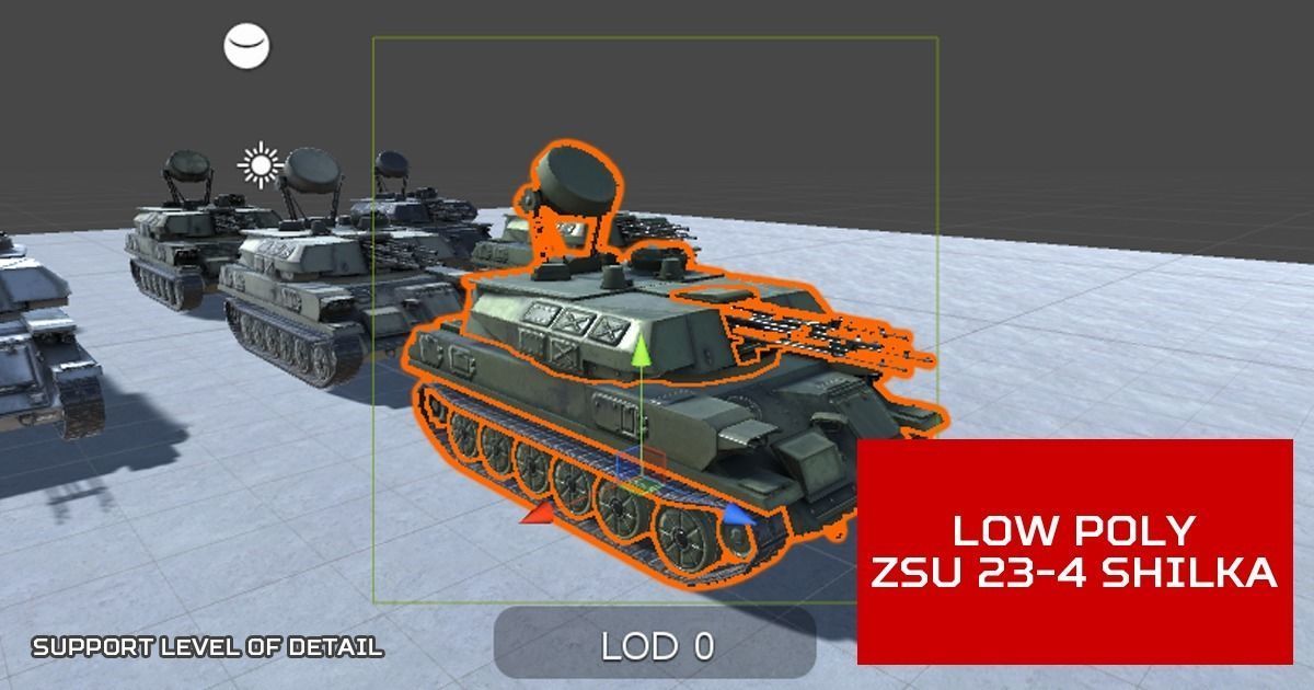 Low Poly ZSU 23-4 Shilka Low-poly 3D model_2