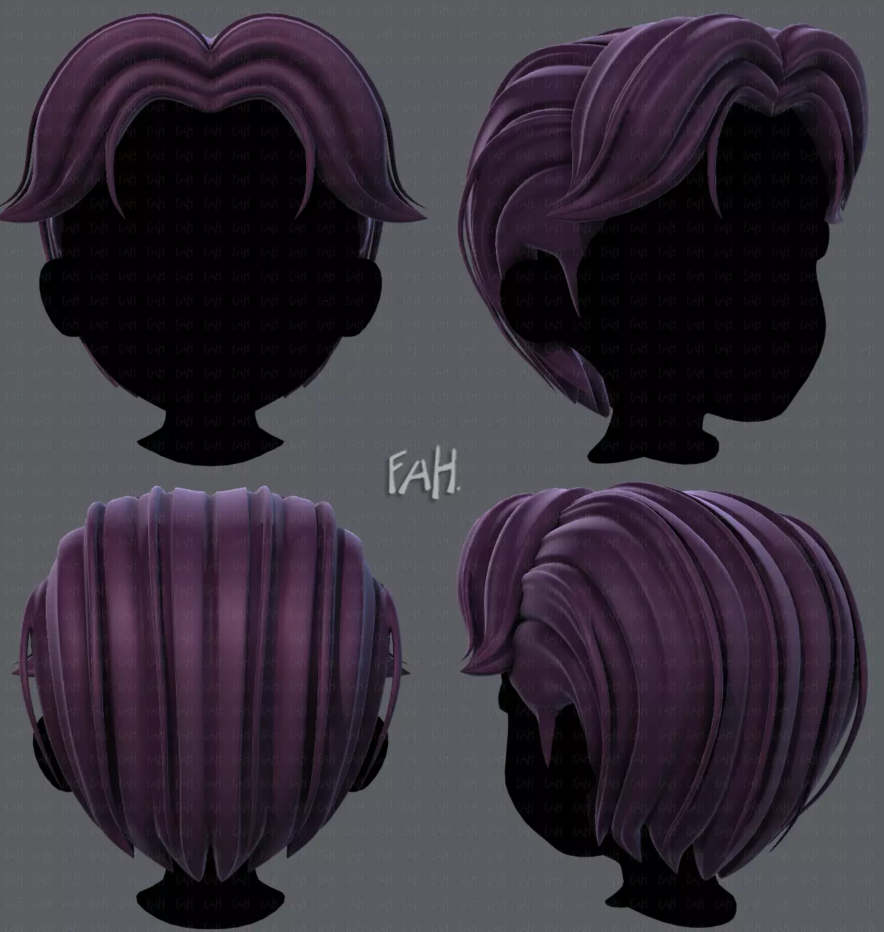3D Hair style for boy V41 Low-poly 3D model_0
