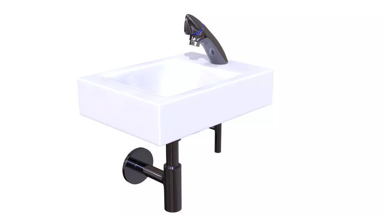 Water tap and sink High quality Low-poly 3D model