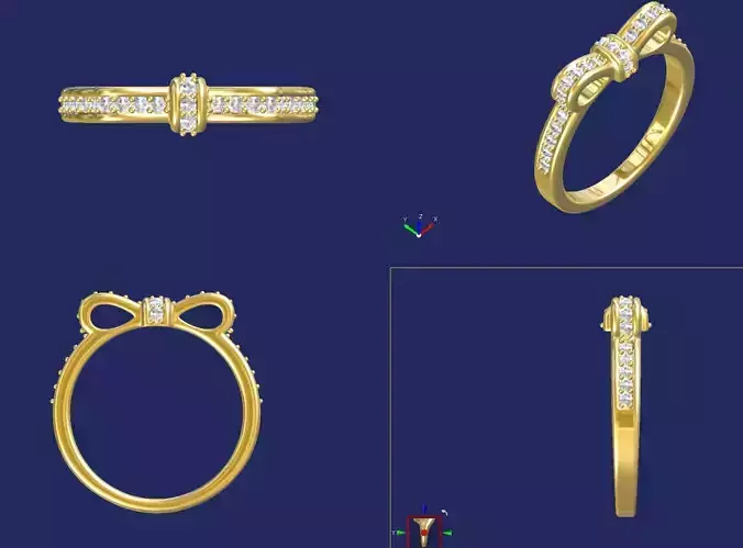 Diamond Bow Ring 3D print model
