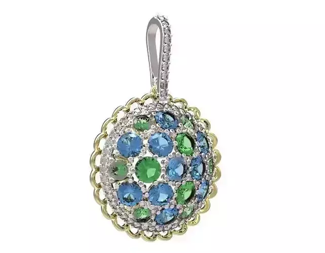 Pendant with topaz and diamonds